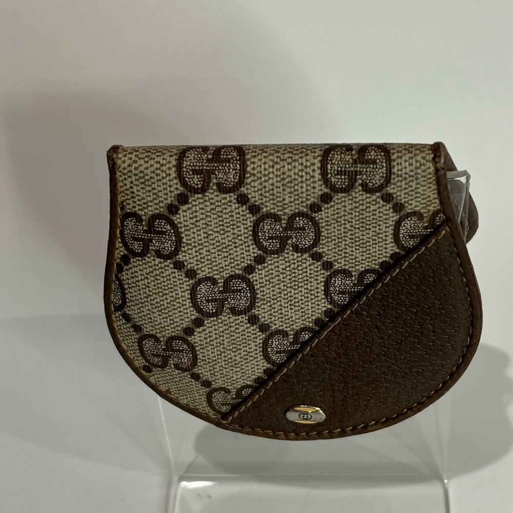 VINTAGE GUCCI COIN CASE GG CANVAS LEATHER WALLET